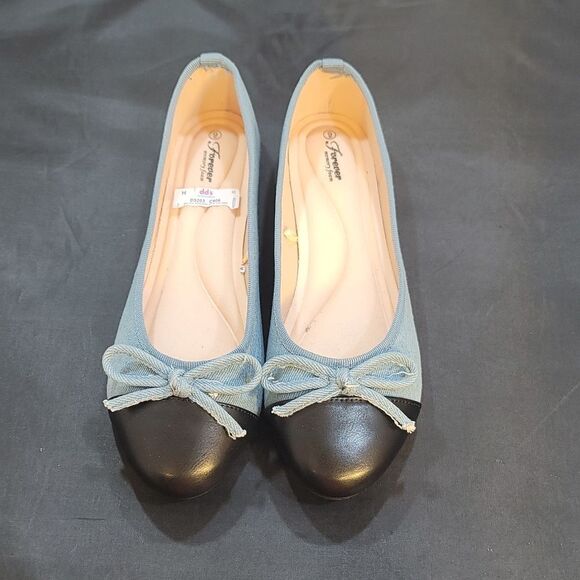 BRAND NEW FOREVER MEMORY FOAM DENIN BOWNOT WOMEN'S FLAT SHOE - Picture 3 of 14